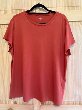 Quince Women's Cotton Model Rust Short Sleeve Crewneck Tee